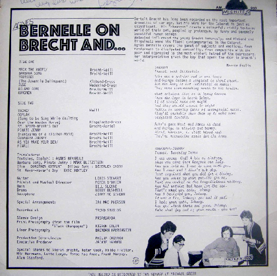 Bernelle On Brecht back cover